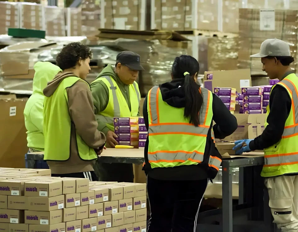 Fulfillment center workers fulfilling orders