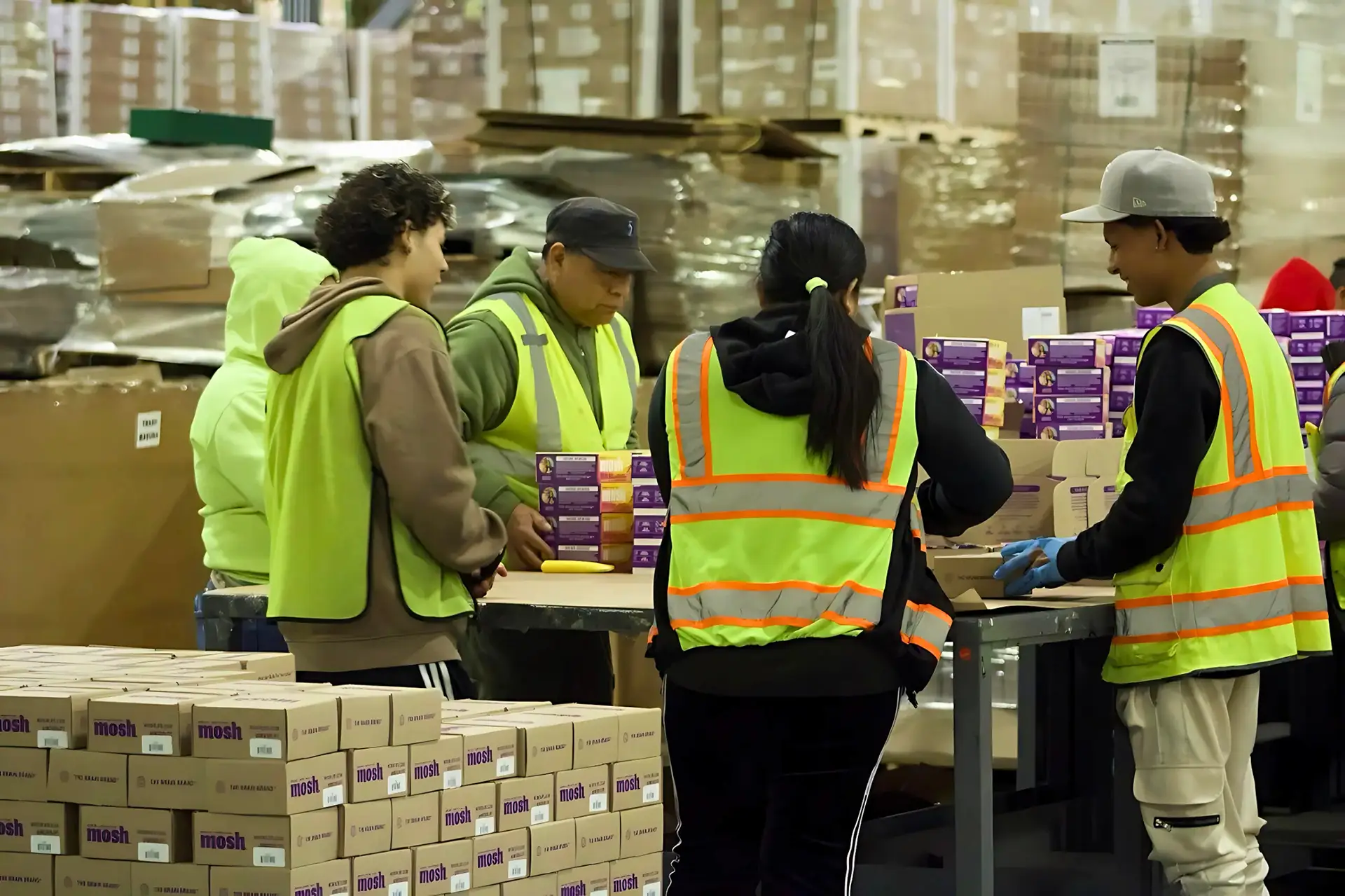 Fulfillment center workers fulfilling orders